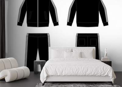 Casual jersey suits (for sports, training etc.) vector illustration set / white and black Wall mural