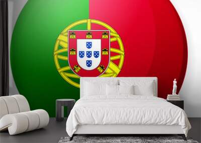 Circular country flag icon illustration ( button badge ) / Portugal Wall mural