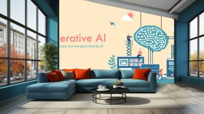 Generative AI (artificial intelligence) vector banner illustration Wall mural