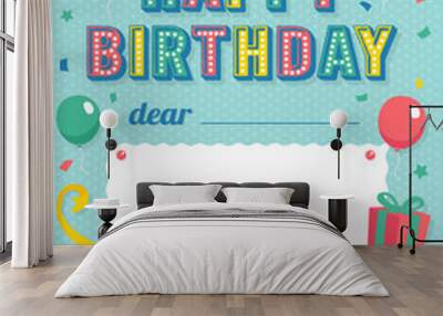 Happy birthday greeting card vector illustration Wall mural