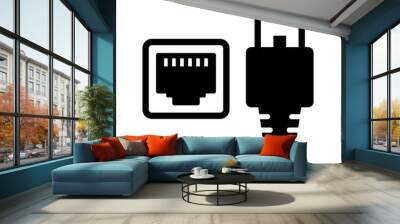 Lan cable and connector (plug) vector icon illustration Wall mural