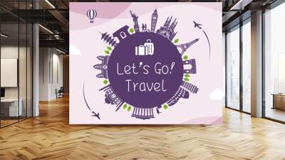 Let's go travel vector banner illustration Wall mural