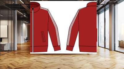 Longsleeve jersey shirt (sports training jacket) vector illustration / red and white Wall mural