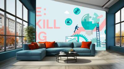 Reskilling ( upskilling ) vector banner illustration Wall mural