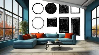 rubber stamp frame set (square, circle, rectangle etc.) / color black Wall mural