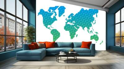 Simplified world map drawn with sharp straight lines . Wall mural