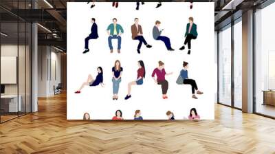 sitting people flat vector illustration set Wall mural