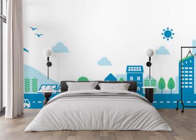 Smart ecology city illustration / png, no background Wall mural