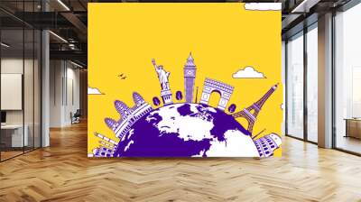 Travel, vacation, sightseeing banner vector illustration  ( world famous buildings / world heritage ) Wall mural