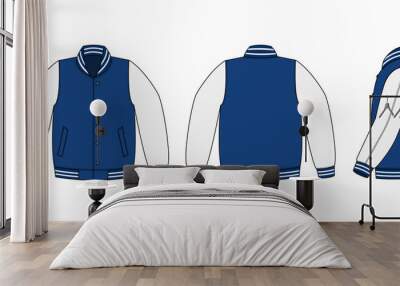 Varsity jacket ( baseball jacket )  template illustration(front,back and side ) Wall mural