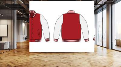 Varsity jacket ( baseball jacket )  template illustration(front,back and side ) Wall mural