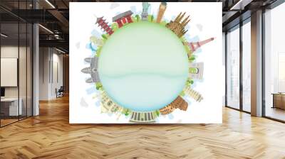 world travel circular vector illustration ( world famous buildings / world heritage ) / Soap bubble Wall mural