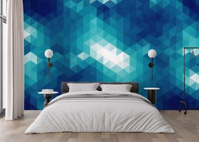  Abstract blue triangle banner vector background. Wall mural