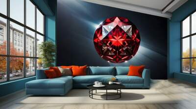 red diamond isolated on black background Wall mural