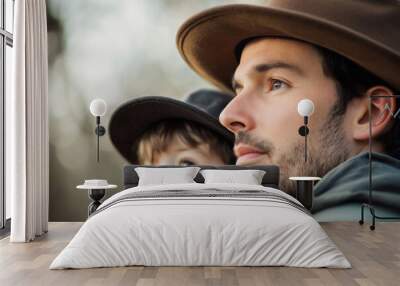 Father and his son are enjoying spending time together Wall mural