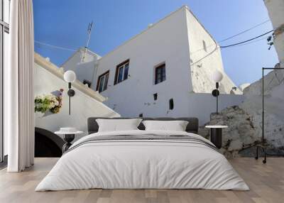 street view of the Greek village / street view of urban landscapes on the island of Lindos Wall mural