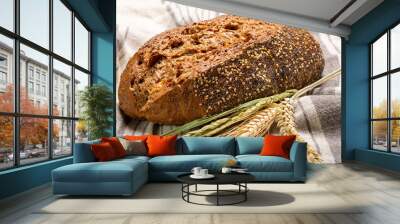 Fresh bio organic bread from artisanal bakery Wall mural