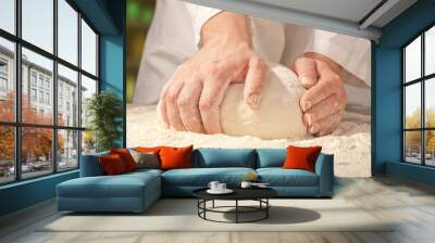 hands kneading bread dough Wall mural