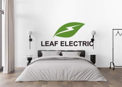 leaf electric has a modern logo, natural electrical symbol, eco-friendly sign, and nature illustrati Wall mural