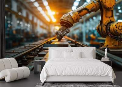 robotic arm in manufacturing automated factory warehouse Wall mural