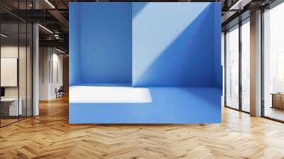 minimal blue wall scene, minimal blue abstract background and blue podium Wall mural