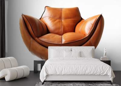 Modern and luxury brown leather armchair isolated on transparent Wall mural