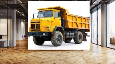 Yellow Dump Truck isolated on a white background  Wall mural