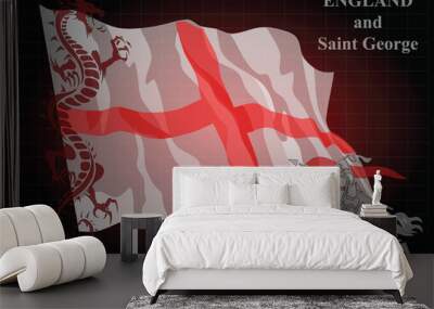 English Saint George fighting the mythical dragon Wall mural