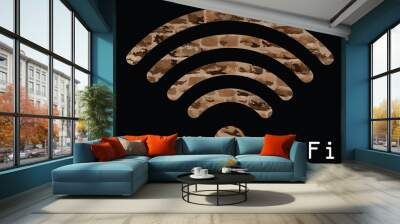 Free WIFI sign with abstract graphic brickwork visible through graphics  Wall mural