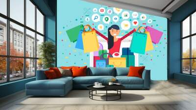 online shopping concept Wall mural