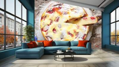 Strawberry cheesecake with icing sugar  Wall mural