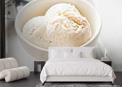 Vanilla ice cream scoops in white bowl  Wall mural