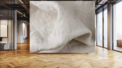 Creased light white grey color natural linen fabric as background Wall mural