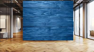 Old blue vintage wood texture background. Trendy color 2020 - classic blue Wall mural