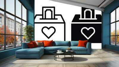 Charity box icon with outline and glyph style. Wall mural