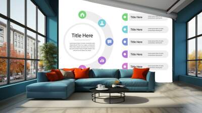 Circle infographic template for presentation with replaceable text. Wall mural