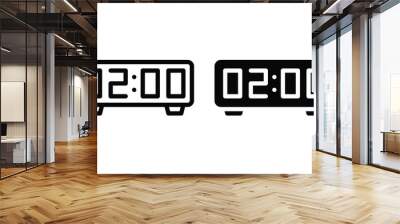 Digital clock icon with outline and glyph style. Wall mural