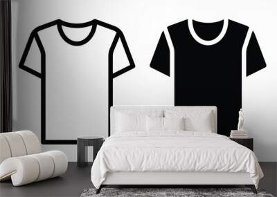 T-shirt icon with outline and glyph style. Wall mural