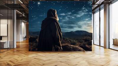 Abraham's Faith in God's Promise: Abraham stands on the steppes, looking up at the stars, believing in God's promise. Wall mural