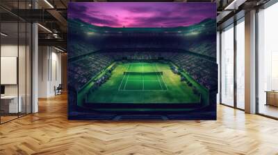 Abstract Design: Dark Green and Dark Purple Wimbledon Wallpaper. Generative AI Wall mural