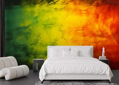 black history month, canvas grunge texture, red yellow green paint color, celebration background Wall mural