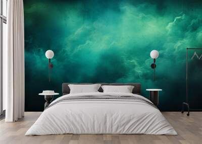 horror green blue clouds, grunge dark smoke texture, black haunted background for horror - thriller- mystery movie poster design Wall mural