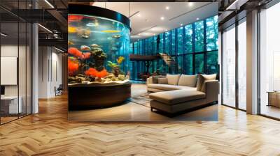 Interior Decoration: Fish Tank in Modern House Wall mural