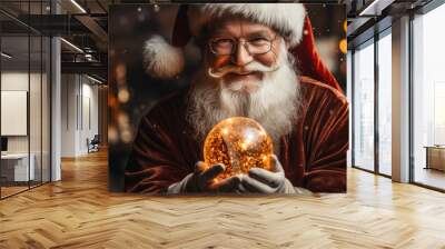 Winter Wonderland: Santa Claus with Christmas Ball Wall mural