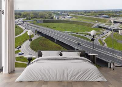 Large intersection and rondo in Wroclaw Poland connecting roads between major cities. Wall mural