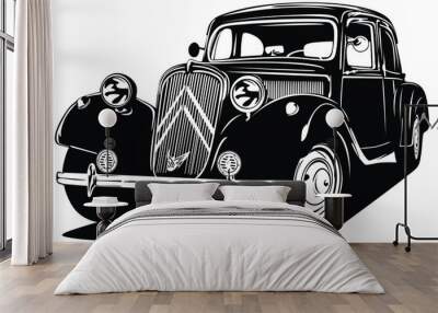 Classic vector retro vintage custom car design Wall mural