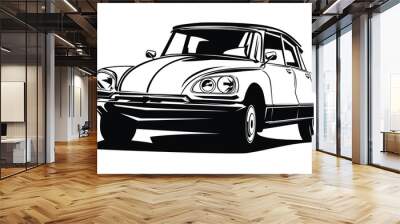 Classic vector retro vintage custom car design Wall mural