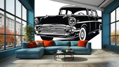 Classic vector retro vintage custom car design Wall mural