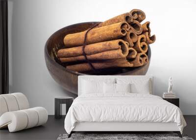 Cinnamon Sticks in White Background Wall mural