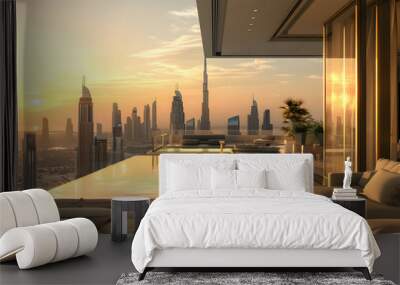 dubai skyline infinity pool appartment property for sale 2030  Wall mural